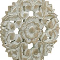 Mandala floral, decoração de madeira para colocar, decoração de verão, decoração de mesa shabby chic natural, branco H54.5cm Ø34cm