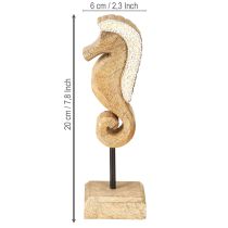 Itens Decoração madeira manga cavalo marinho com pérolas decoração mesa marítima 20cm