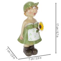 Itens Conjunto de 2 estatuetas decorativas representando um casal de agricultores, perfeitas para decorar a sala de estar e ambientes internos no verão. 17 cm de altura.