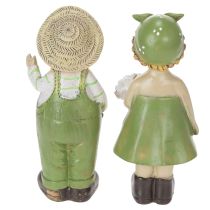 Itens Conjunto de 2 estatuetas decorativas representando um casal de camponeses, perfeitas para decorar a sala de estar e ambientes internos no verão. 17 cm de altura.