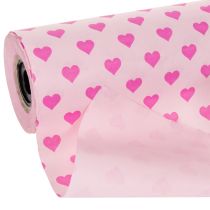 Itens Papel para punho com estampa de coração, rosa, 25cm, 100m