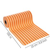Itens Rolo de papel para punho, listrado laranja, 25 cm x 100 m