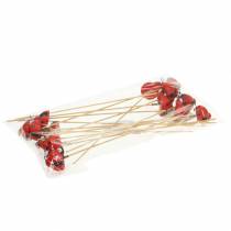 Itens Plugue decorativo joaninha em bastão madeira vermelho, preto 4cm x 2,5cm Alt.23,5cm 16 unid.