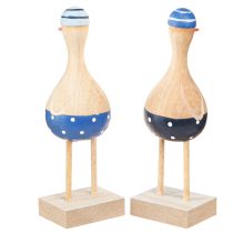 Itens Gaivotas decorativas marítimas em madeira azul azul escuro Alt.14cm 6 unidades
