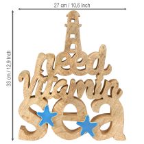Itens Decoração marítima em madeira “Preciso de vitamina mar” madeira de manga 27×33cm