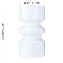 Itens Vaso de flores em metal em esmalte branco creme Ø9cm H17,5cm