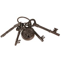 Itens Molho de Chaves Decorativo Metal com Fechadura Marrom H22cm