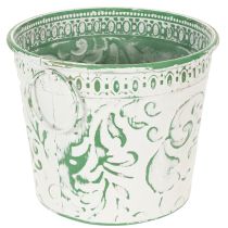 Itens Vasos de metal com alças, floreiras com relevo, branco, verde, estilo shabby chic, A20,5/18,5/16cm, Ø25,5/20,5/15,5cm, conjunto de 3