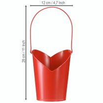 Itens Vaso de metal decoração coração com alça vermelho Ø12cm H15/9cm