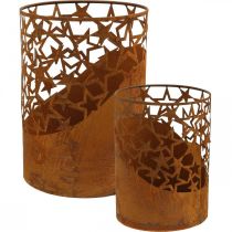Lanterna de metal decoração pátina estrelas Ø15cm/20cm conjunto de 2