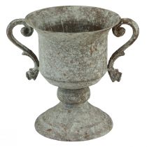 Itens Troféu decorativo de metal com alça marrom branco Ø13,5cm Alt.19,5cm