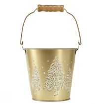 Itens Balde de metal plantador de árvore de Natal dourado Ø12cm Alt.11,5cm