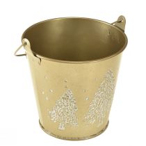 Itens Balde de metal plantador de árvore de Natal dourado Ø12cm Alt.11,5cm