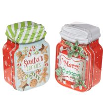 Itens Lata de metal para biscoitos com motivo natalino, 15 cm, 2 unidades.