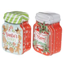 Itens Lata de metal para biscoitos com motivo natalino, 15 cm, 2 unidades.