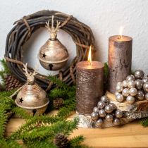 Itens Sinos de metal com decoração de rena, decoração do Advento, sino de Natal com estrelas, sinos de ouro estilo antigo Ø9cm A14cm 2 peças