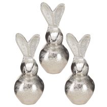 Itens Coelho decorativo prateado – Figura moderna de Páscoa feita de metal para decoração elegante de primavera 11cm 3 peças
