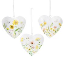 Itens Pingentes em forma de coração com estampa floral para decoração de parede, 7 cm, conjunto de 6 peças