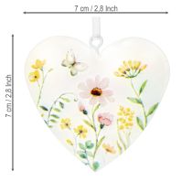 Itens Pingentes em forma de coração com estampa floral para decoração de parede, 7 cm, conjunto de 6 peças