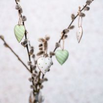 Corações de metal para pendurar, Dia dos Namorados, decoração de primavera, pingente de coração verde, branco H3.5cm 10pcs