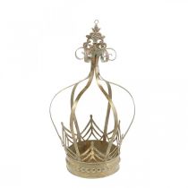 Coroa de metal, suporte para velas para Advent, floreira para pendurar dourado, aspecto antigo Ø16,5cm Alt.27cm