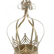 Coroa de metal, castiçal para o Advento, floreira para pendurar dourado, aspecto antigo Ø16,5cm Alt 27cm