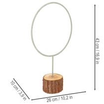 Itens Anel decorativo de metal sobre suporte de madeira para decoração de mesa, 43 cm