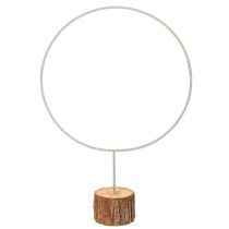 Itens Anel decorativo redondo sobre base de madeira, metal, para flores secas, 52 cm