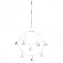 Itens Anel com sinos, decoração do Advento, coroa do anel, decoração de metal para pendurar Branco A22,5cm L21,5cm