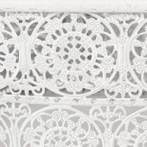 Itens Conjunto de 3 tigelas de metal com padrão de renda, recipientes decorativos quadrados, estilo shabby chic, brancas, 27/23/19 cm, altura 13,5 cm.