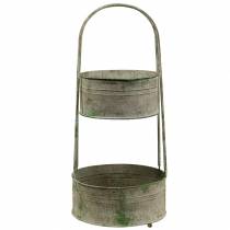 Suporte de metal com plantadores cinza, verde Alt.68cm