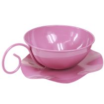 Itens Caneca de metal Ø16cm A9cm Caneca decorativa com pires Rosa 2 peças