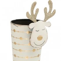Itens Vaso para plantas de rena, decoração do Advento, decoração de metal, floreira para o Natal branco, dourado Alt.28cm Ø8.5cm