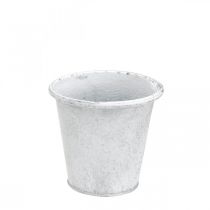 Vaso com enfeites, floreira, vaso de metal branco Ø15,5cm A14,5cm