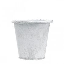 Itens Vaso com enfeites, floreira, vaso de metal branco Ø15,5cm A14,5cm