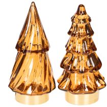 Itens Árvore de Natal de vidro com luzes LED para decoração de interiores, funciona a pilhas, 13 cm, 2 peças.