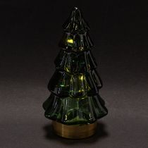 Itens Árvore de Natal de vidro com luzes LED, decoração de mesa, Natal, 13 cm, 2 peças