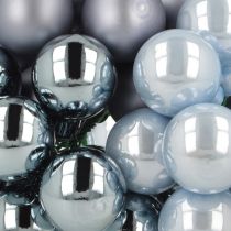 Itens Mini bolas de Natal de vidro espelhado com bagas em tons de azul 25mm 140 peças