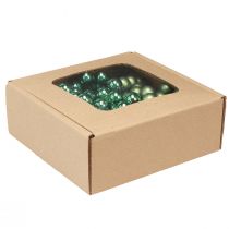 Itens Mini bolas de árvore de Natal em vidro sobre arame verde Ø1,5cm 140 un