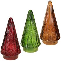 Itens Mini Árvore de Natal de Vidro LED Vermelho Verde Marrom 18cm 3 peças