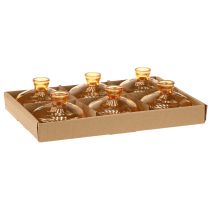 Itens Mini vasos de vidro bulbosos planos na cor laranja Ø9cm 6 peças