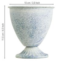 Itens Conjunto de 2 Mini Taças, Vasos e Cálices em Metal Branco e Azul com Decoração Vintage, 11,5 cm