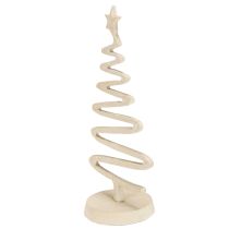 Itens Mini árvore de Natal decorativa em metal, cor bege claro, 30 cm de altura.