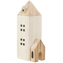Itens Mini Vila de Natal Decoração de Madeira Branco Natural H13/7cm 6 peças