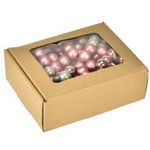 Itens Mini bolas de Natal vidro espelho bagas rosa creme Ø20mm 140 peças