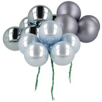 Itens Mini bolas de Natal vidro azul fosco metálico 40mm 32 peças