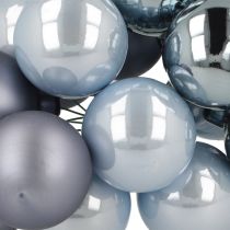 Itens Mini bolas de Natal vidro azul fosco metálico 40mm 32 peças