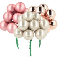 Itens Mini bolas de Natal vidro rosa creme Ø25mm 140 peças
