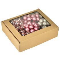 Itens Mini bolas de Natal vidro rosa creme Ø25mm 140 peças