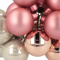 Itens Mini bolas de Natal vidro rosa cinza fio Ø40mm 32 peças